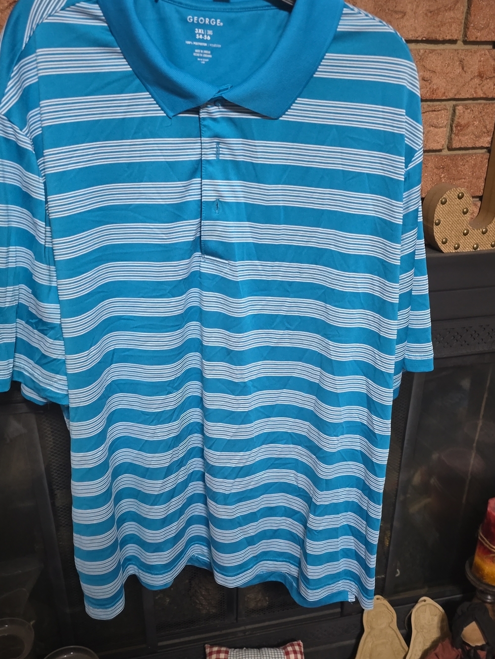 George Blue and White Striped Polo Shirt